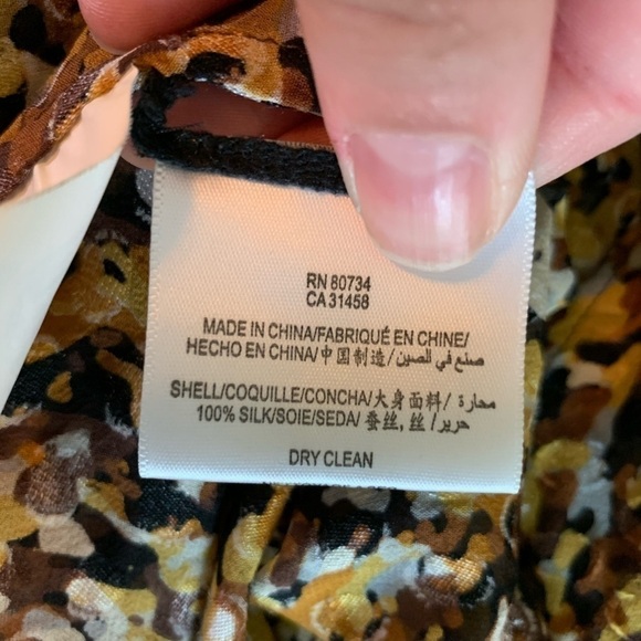 BCBGMaxAzria Brown and Gold Floral Flowy Blouse - Picture 5 of 5